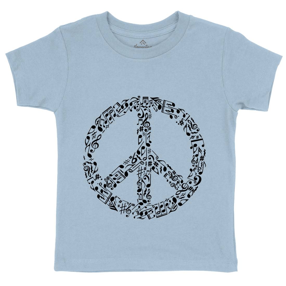 Rhyme In Kids Organic Crew Neck T-Shirt Peace B072