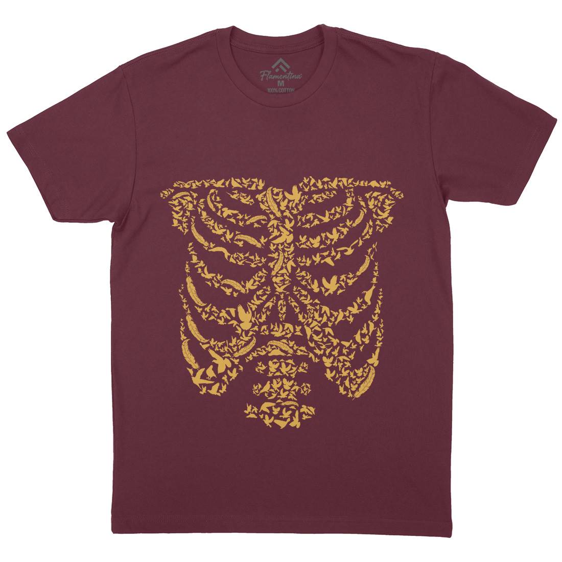 Ribcage Bird Mens Organic Crew Neck T-Shirt Animals B073