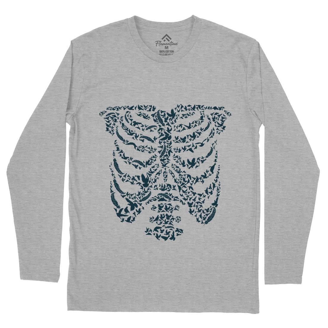 Ribcage Bird Mens Long Sleeve T-Shirt Animals B073