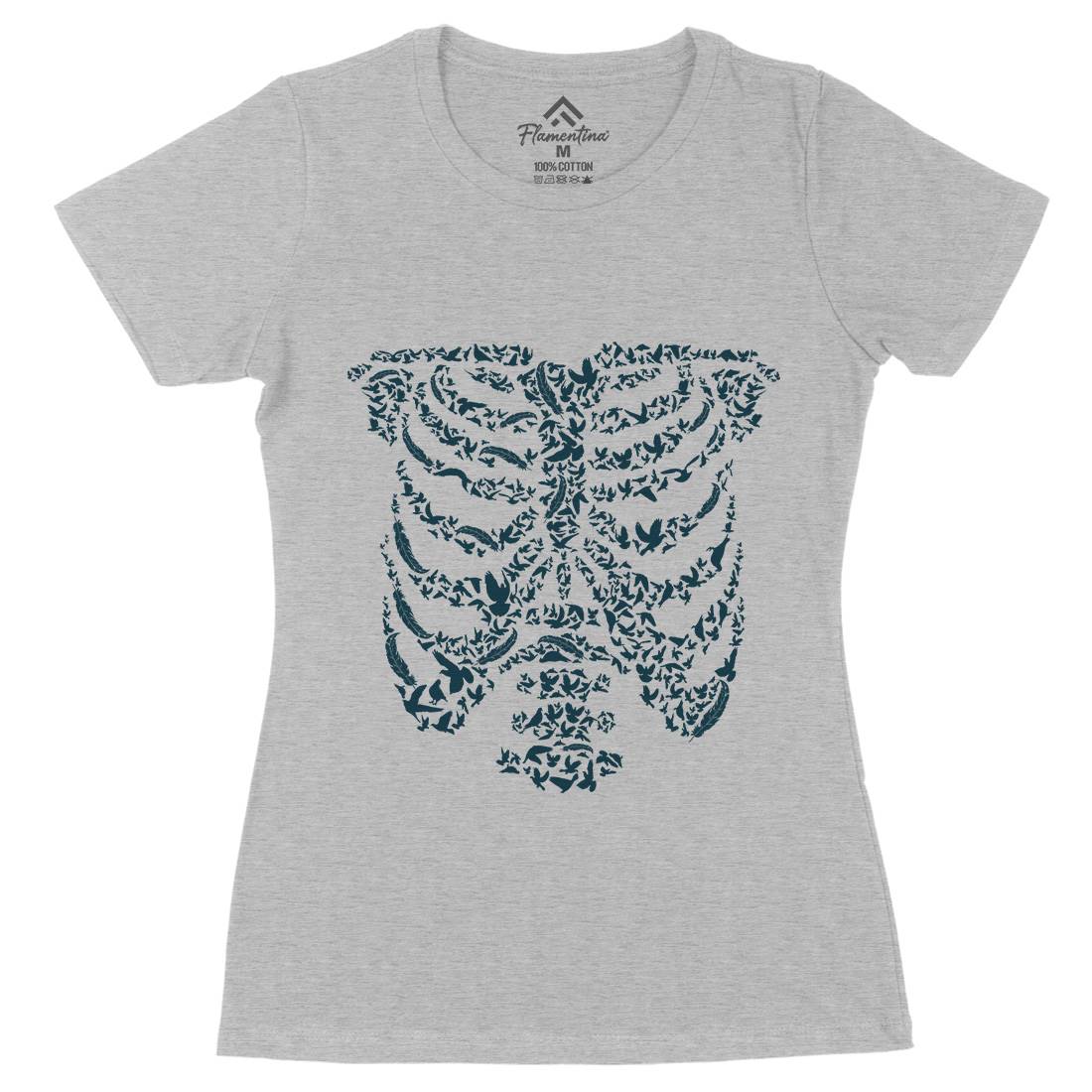 Ribcage Bird Womens Organic Crew Neck T-Shirt Animals B073