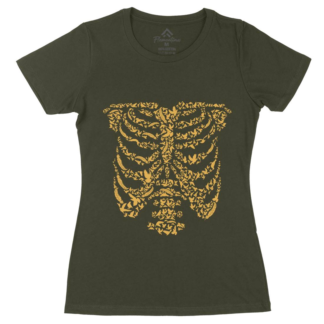 Ribcage Bird Womens Organic Crew Neck T-Shirt Animals B073