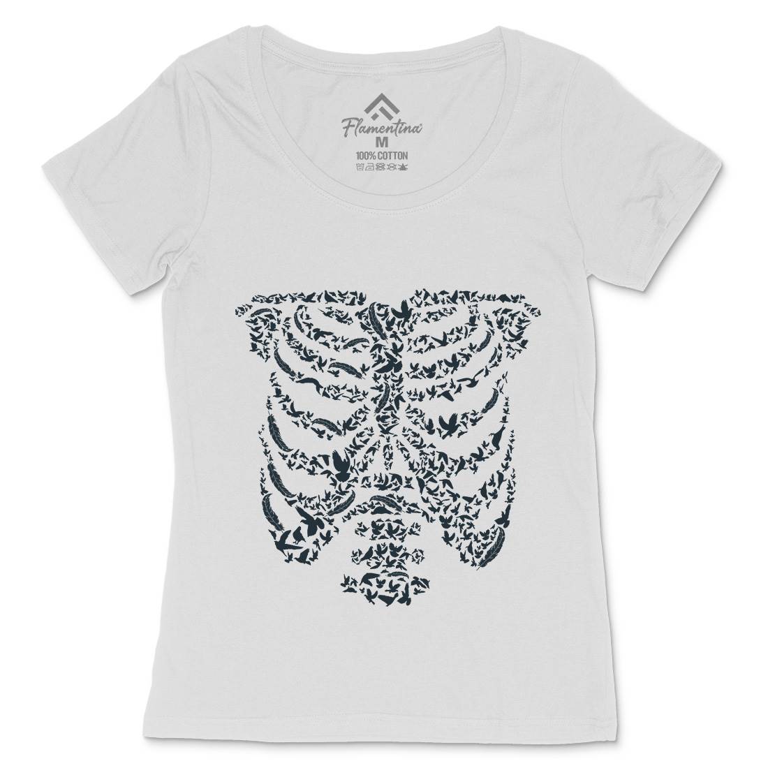 Ribcage Bird Womens Scoop Neck T-Shirt Animals B073