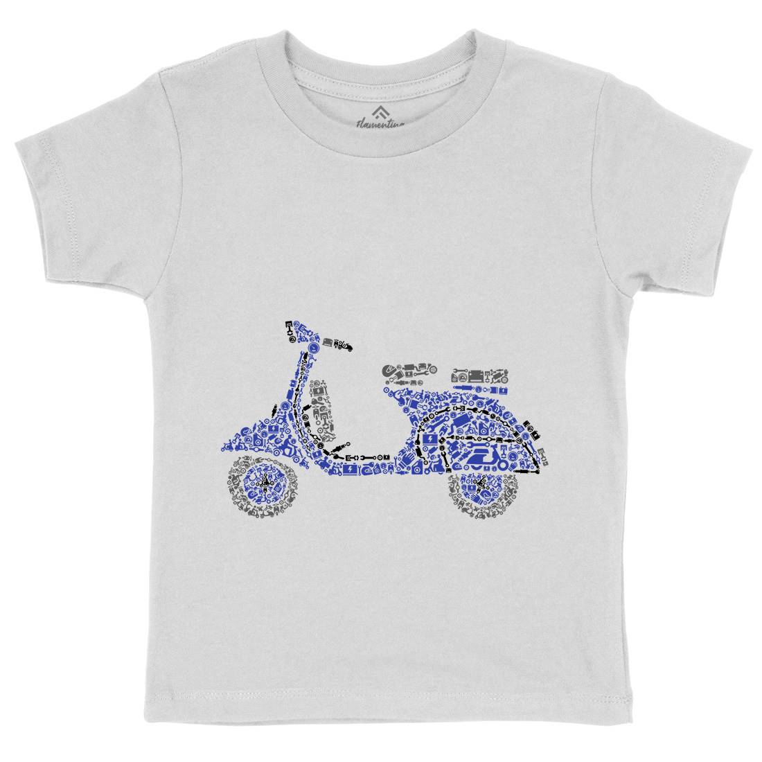 Scooter Kids Crew Neck T-Shirt Motorcycles B074