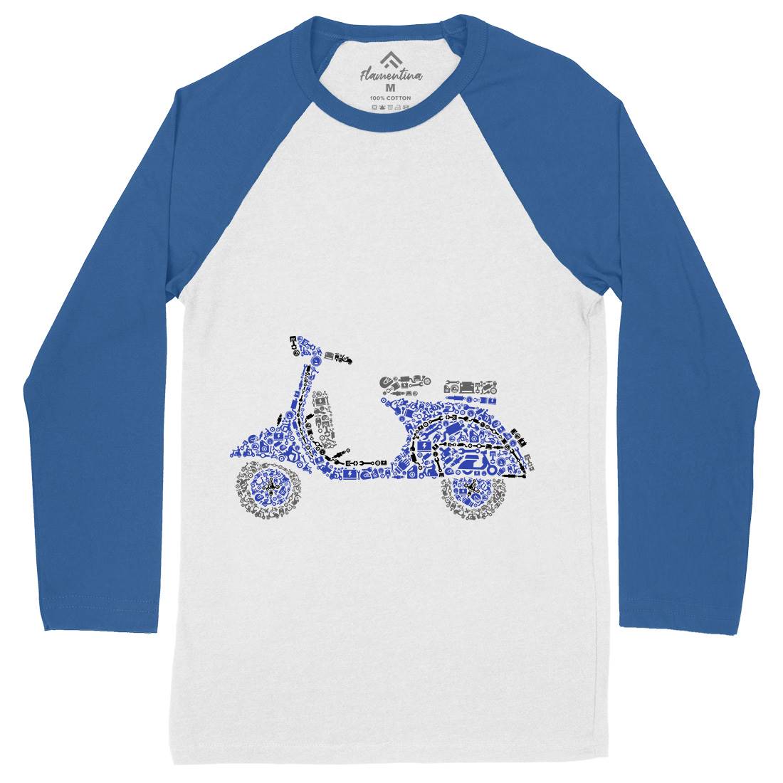 Scooter Mens Long Sleeve Baseball T-Shirt Motorcycles B074