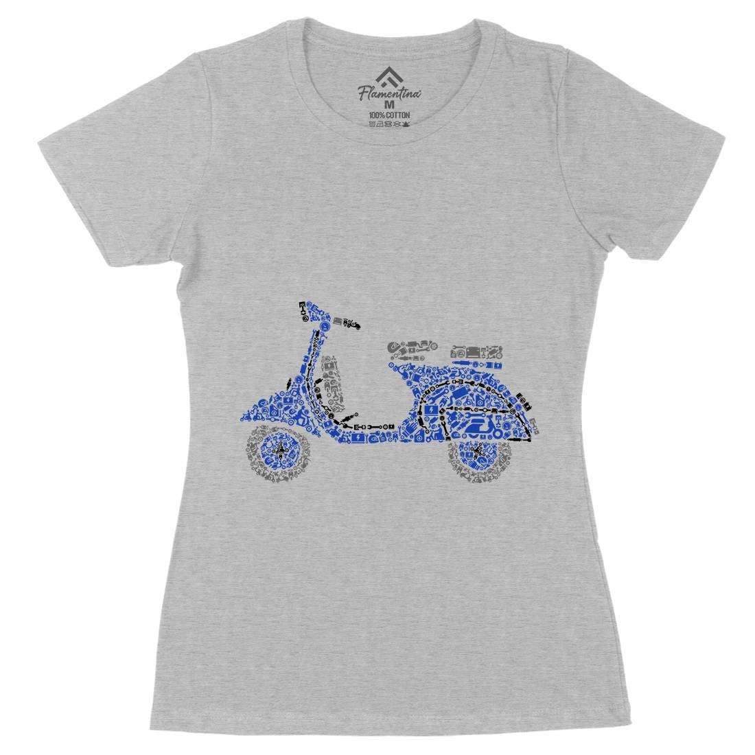 Scooter Womens Organic Crew Neck T-Shirt Motorcycles B074