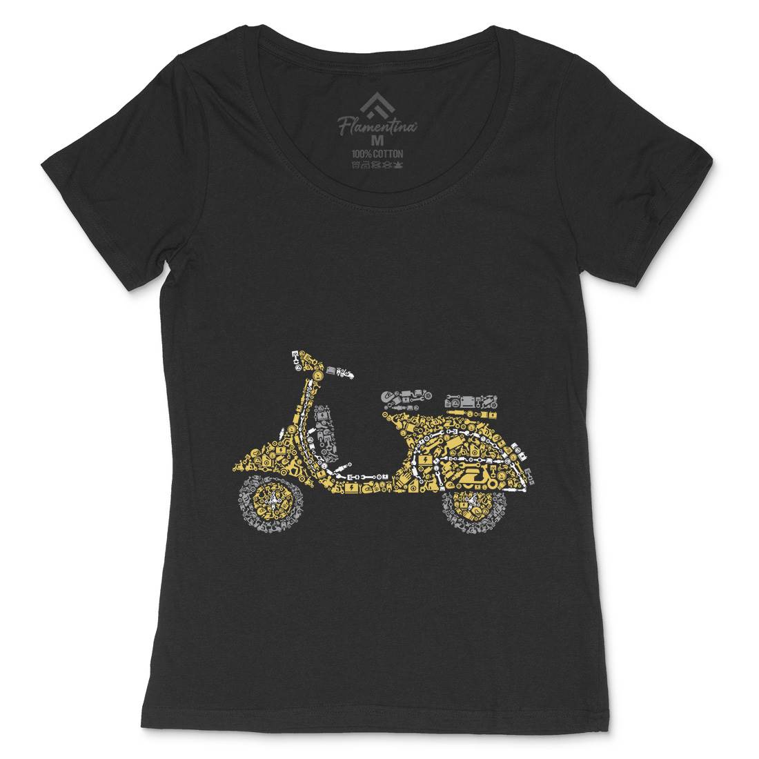 Scooter Womens Scoop Neck T-Shirt Motorcycles B074