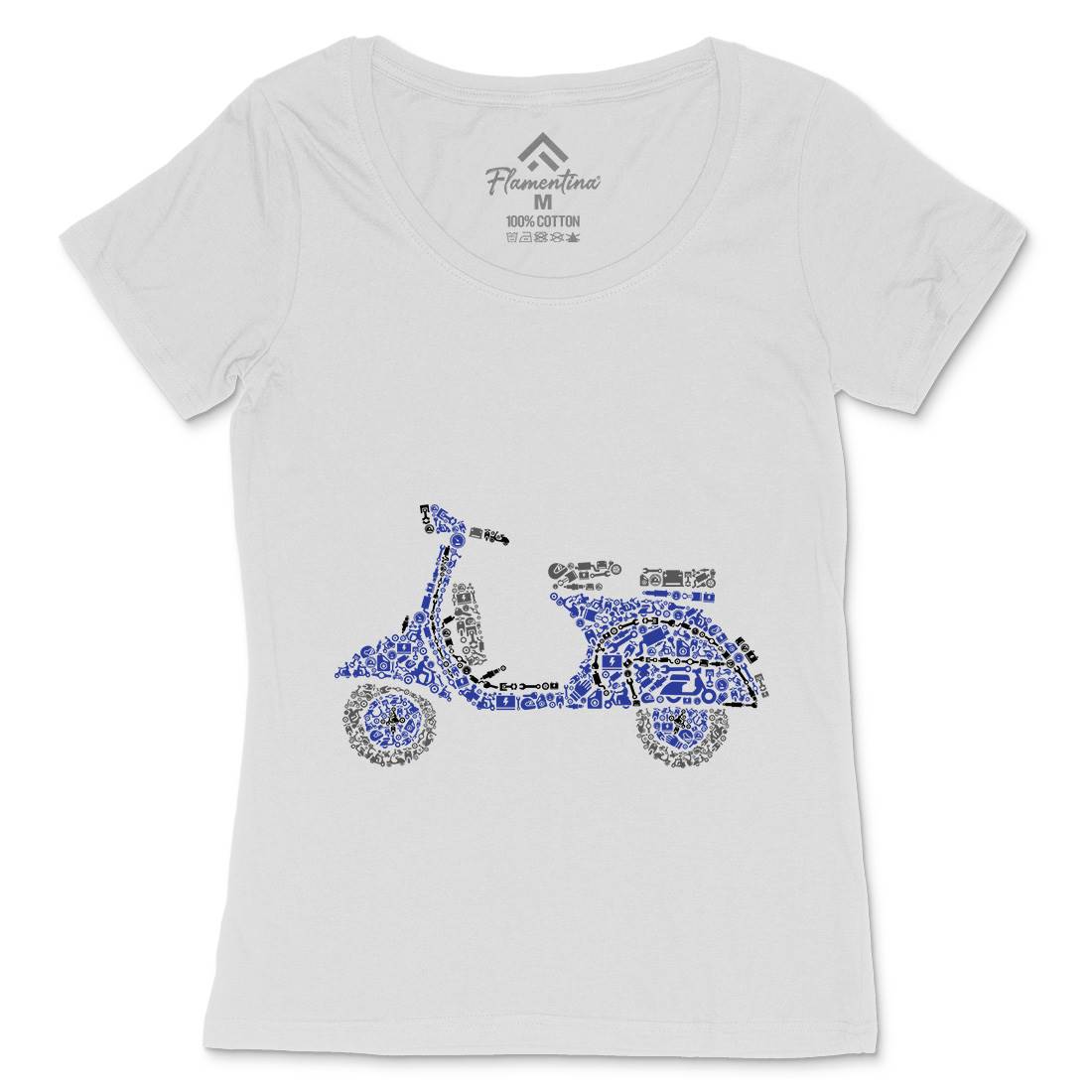 Scooter Womens Scoop Neck T-Shirt Motorcycles B074