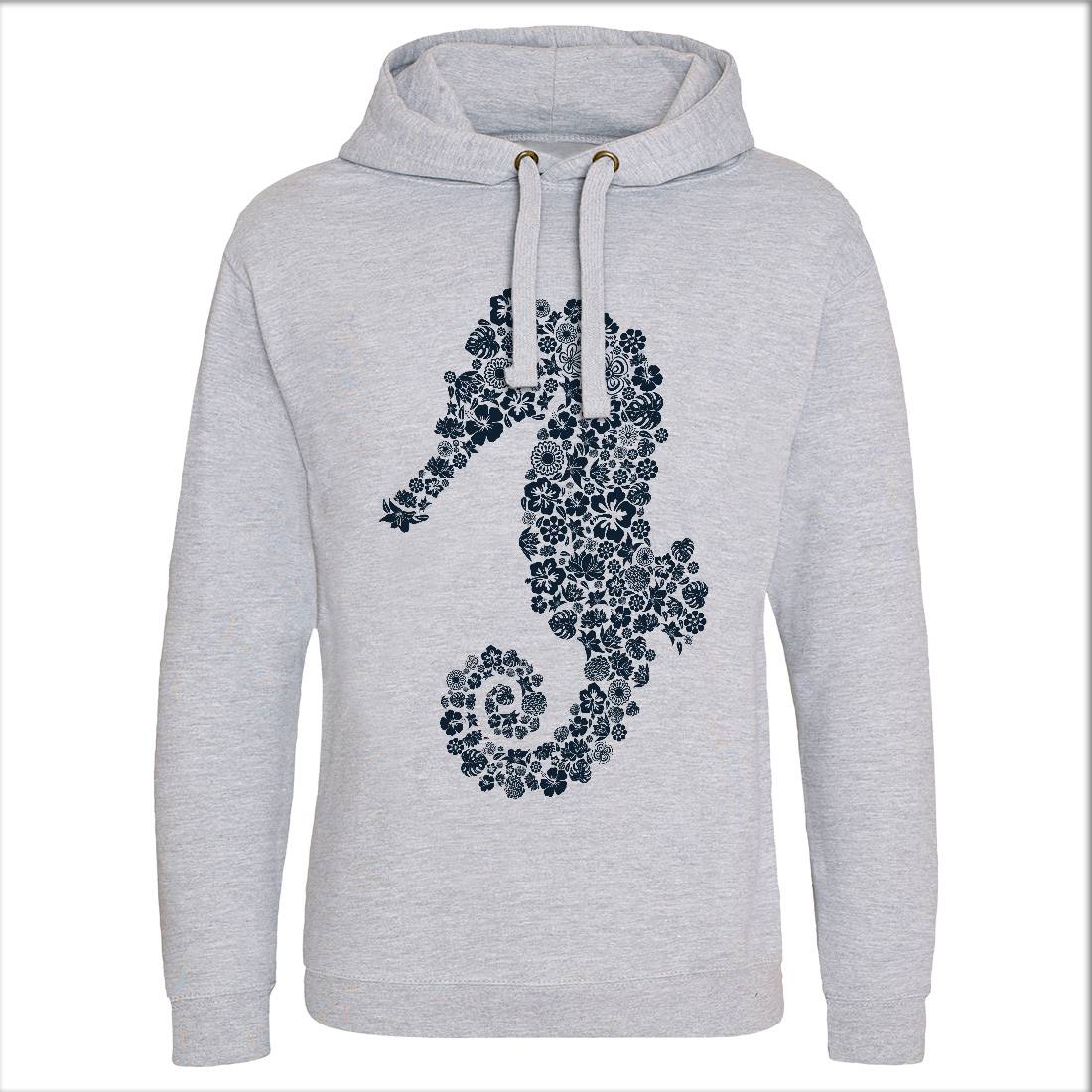 Sea Horse Mens Hoodie Without Pocket Navy B075