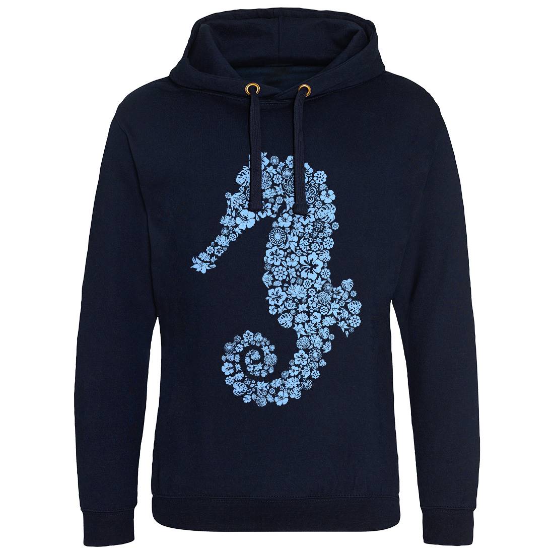 Sea Horse Mens Hoodie Without Pocket Navy B075
