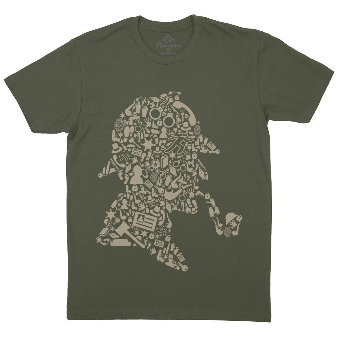 Detective Mens Organic Crew Neck T-Shirt Retro B076