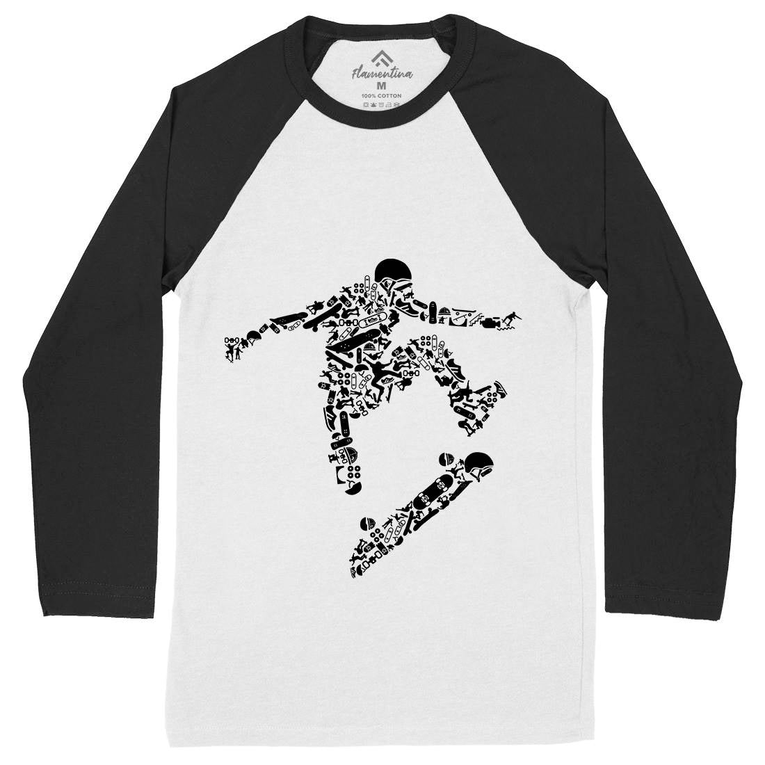 Skater Mens Long Sleeve Baseball T-Shirt Skate B077