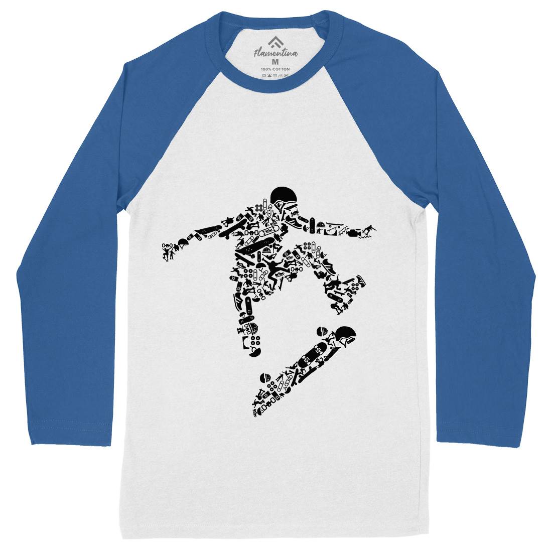 Skater Mens Long Sleeve Baseball T-Shirt Skate B077