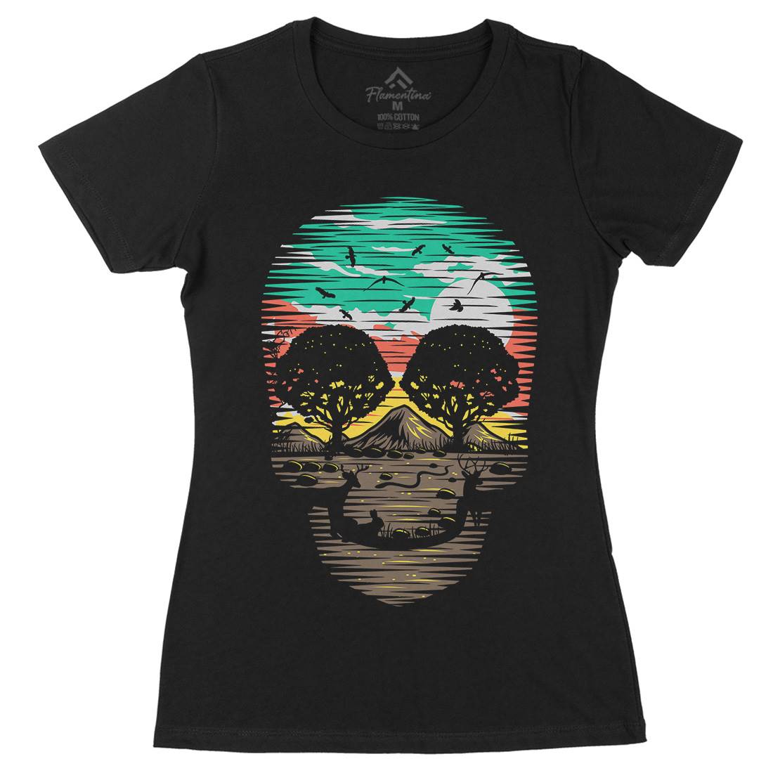 Skull Nature Womens Organic Crew Neck T-Shirt Nature B079
