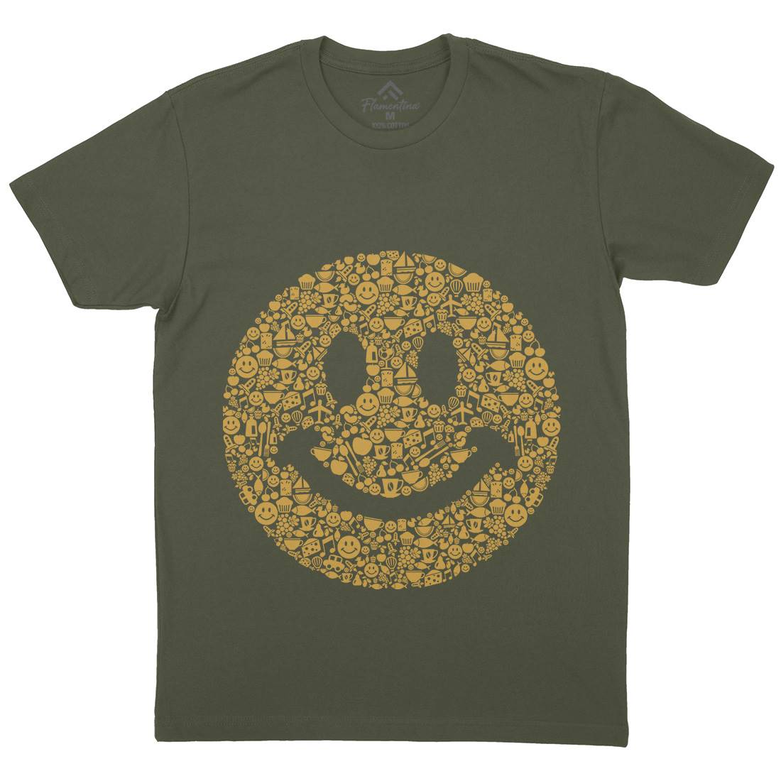 Smile Mens Organic Crew Neck T-Shirt Retro B080