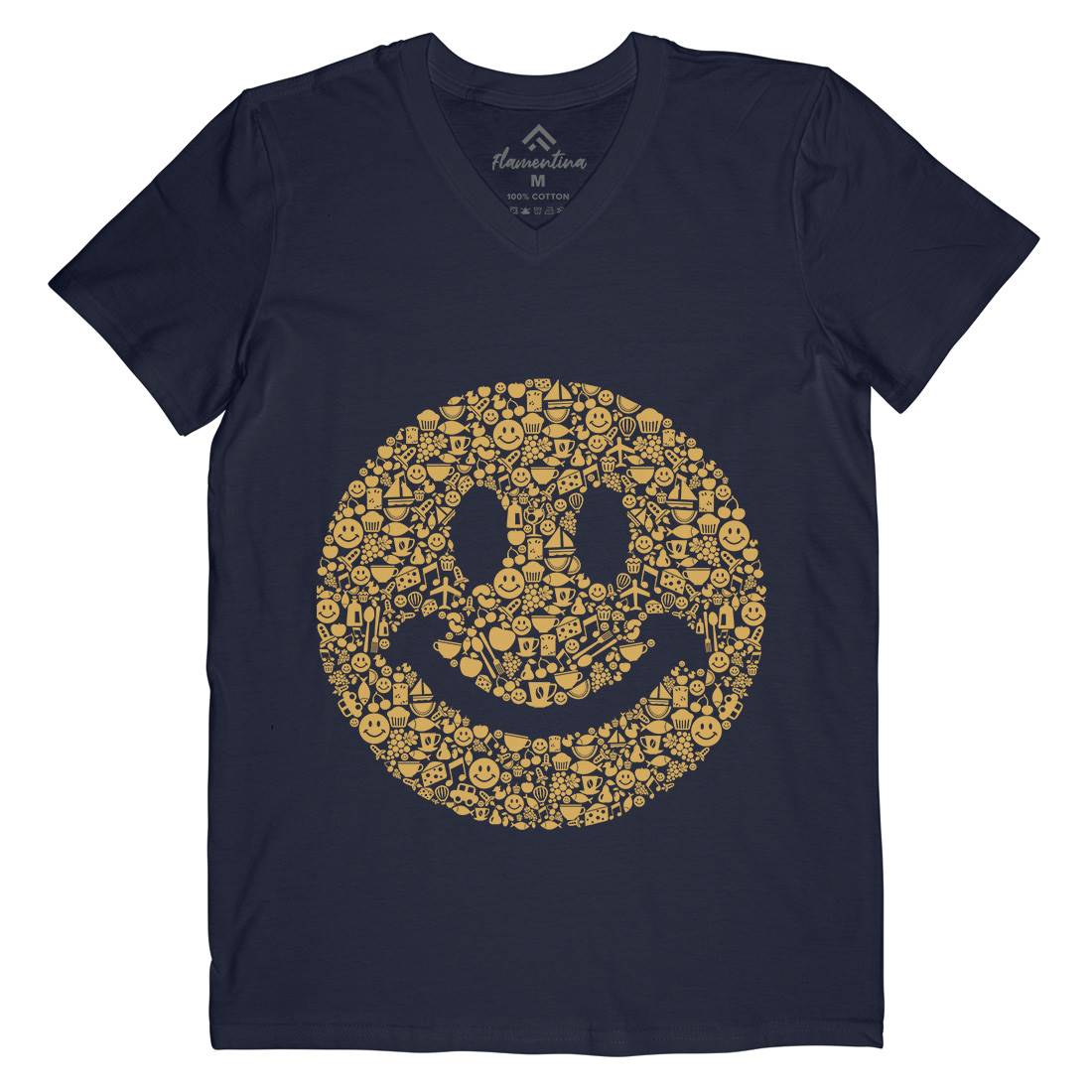 Smile Mens Organic V-Neck T-Shirt Retro B080