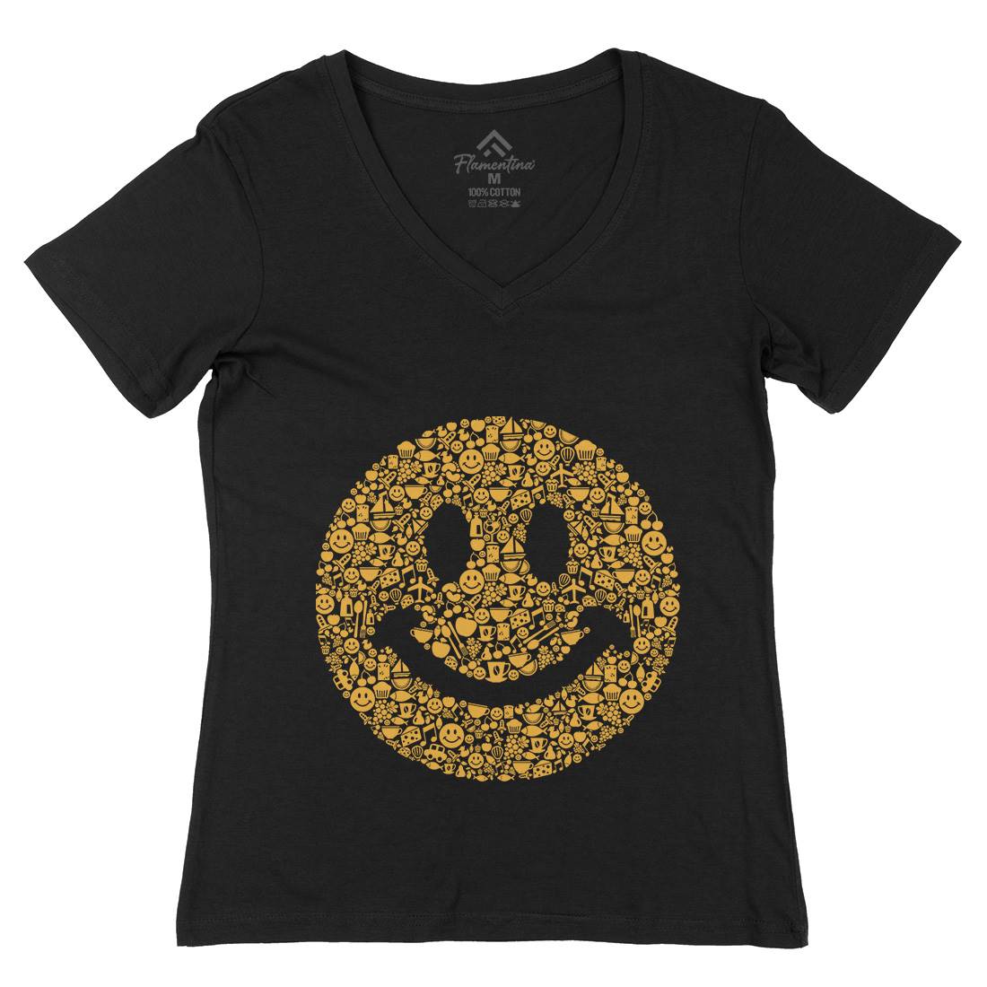 Smile Womens Organic V-Neck T-Shirt Retro B080
