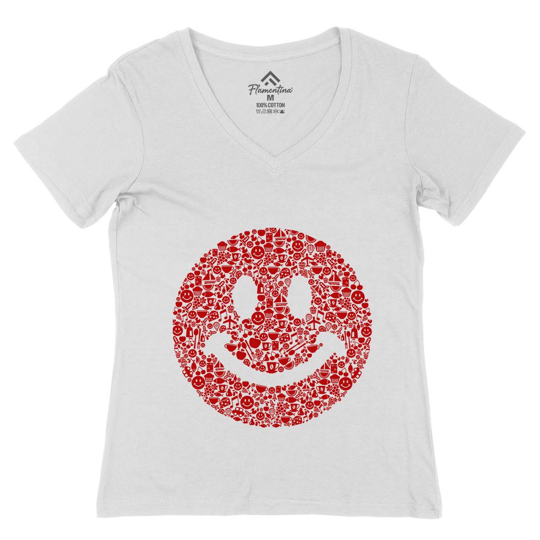 Smile Womens Organic V-Neck T-Shirt Retro B080