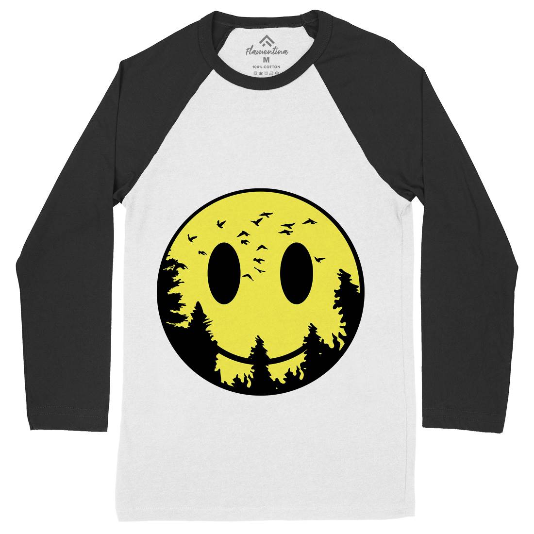 Smile Moon Mens Long Sleeve Baseball T-Shirt Retro B081