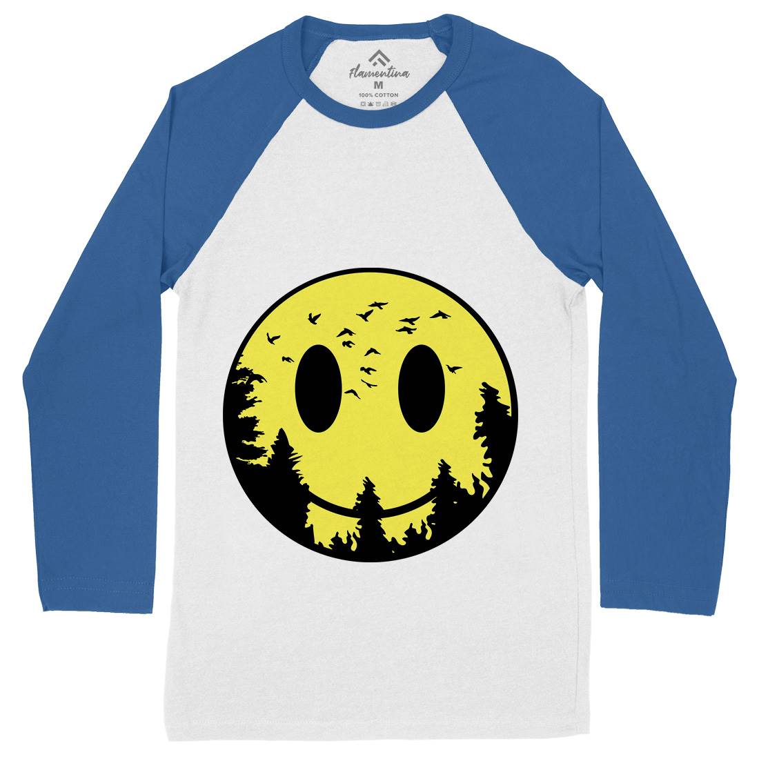 Smile Moon Mens Long Sleeve Baseball T-Shirt Retro B081