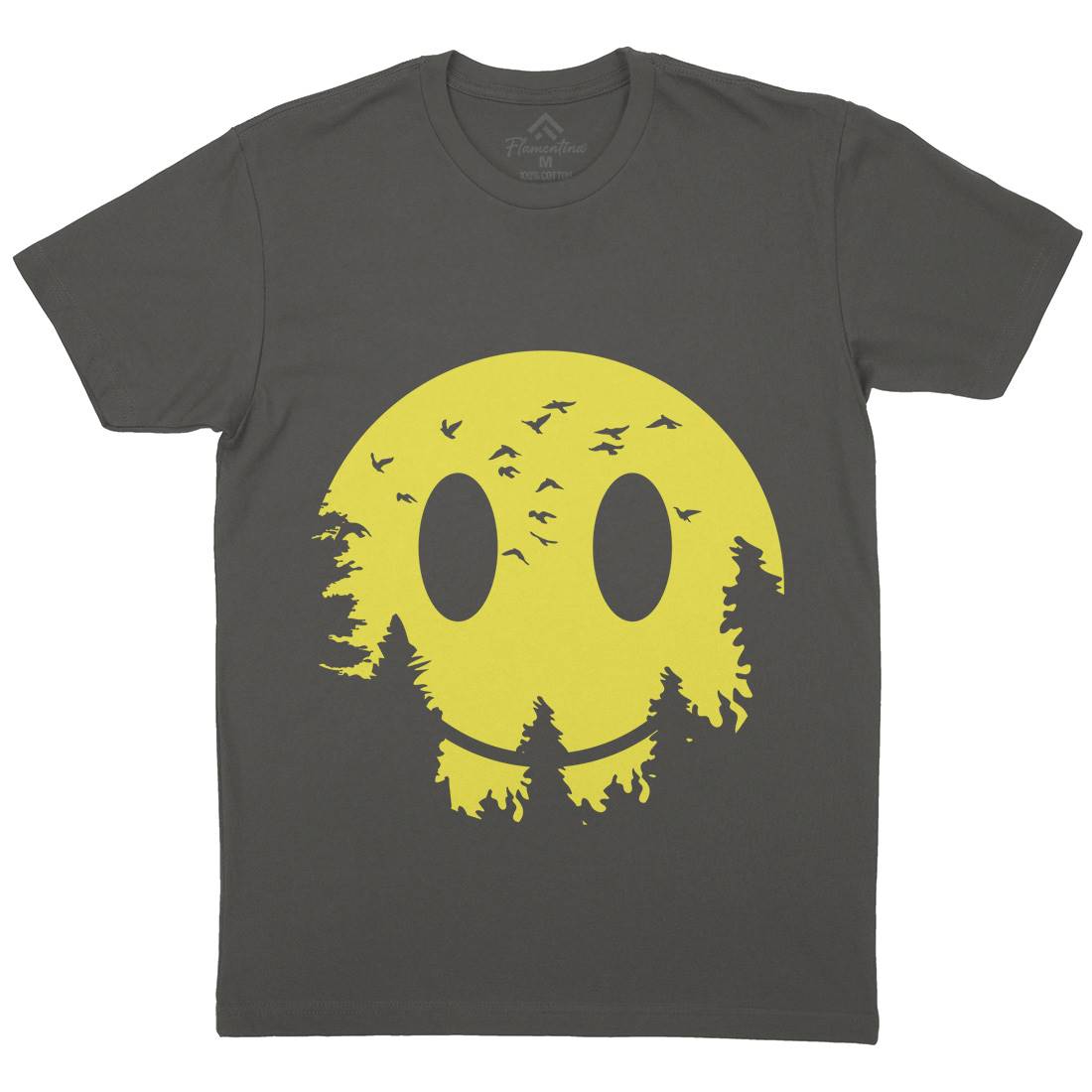 Smile Moon Mens Organic Crew Neck T-Shirt Retro B081