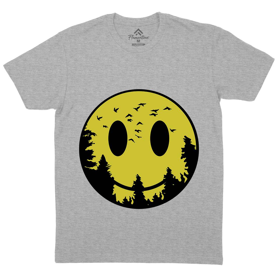 Smile Moon Mens Crew Neck T-Shirt Retro B081