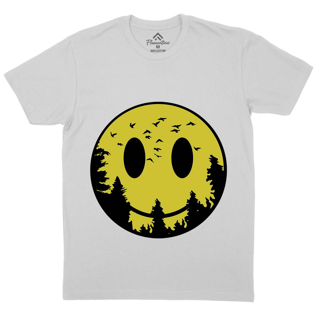 Smile Moon Mens Crew Neck T-Shirt Retro B081