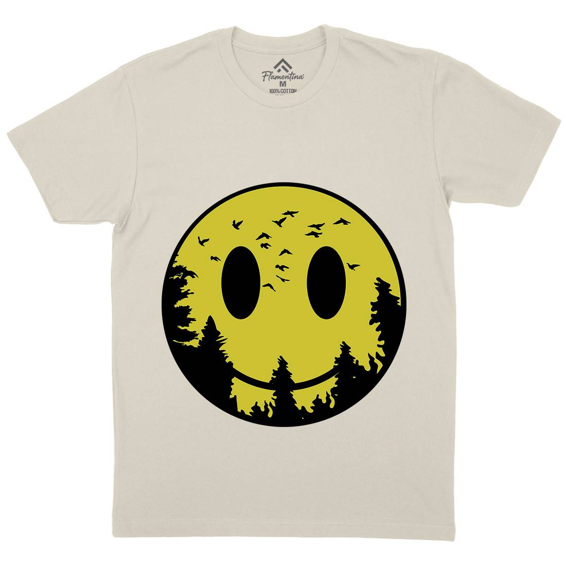 Smile Moon Mens Organic Crew Neck T-Shirt Retro B081
