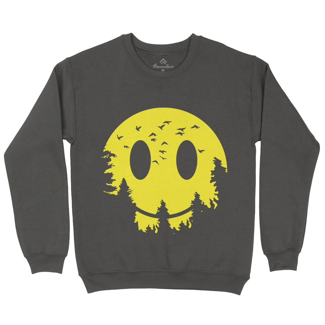 Smile Moon Mens Crew Neck Sweatshirt Retro B081
