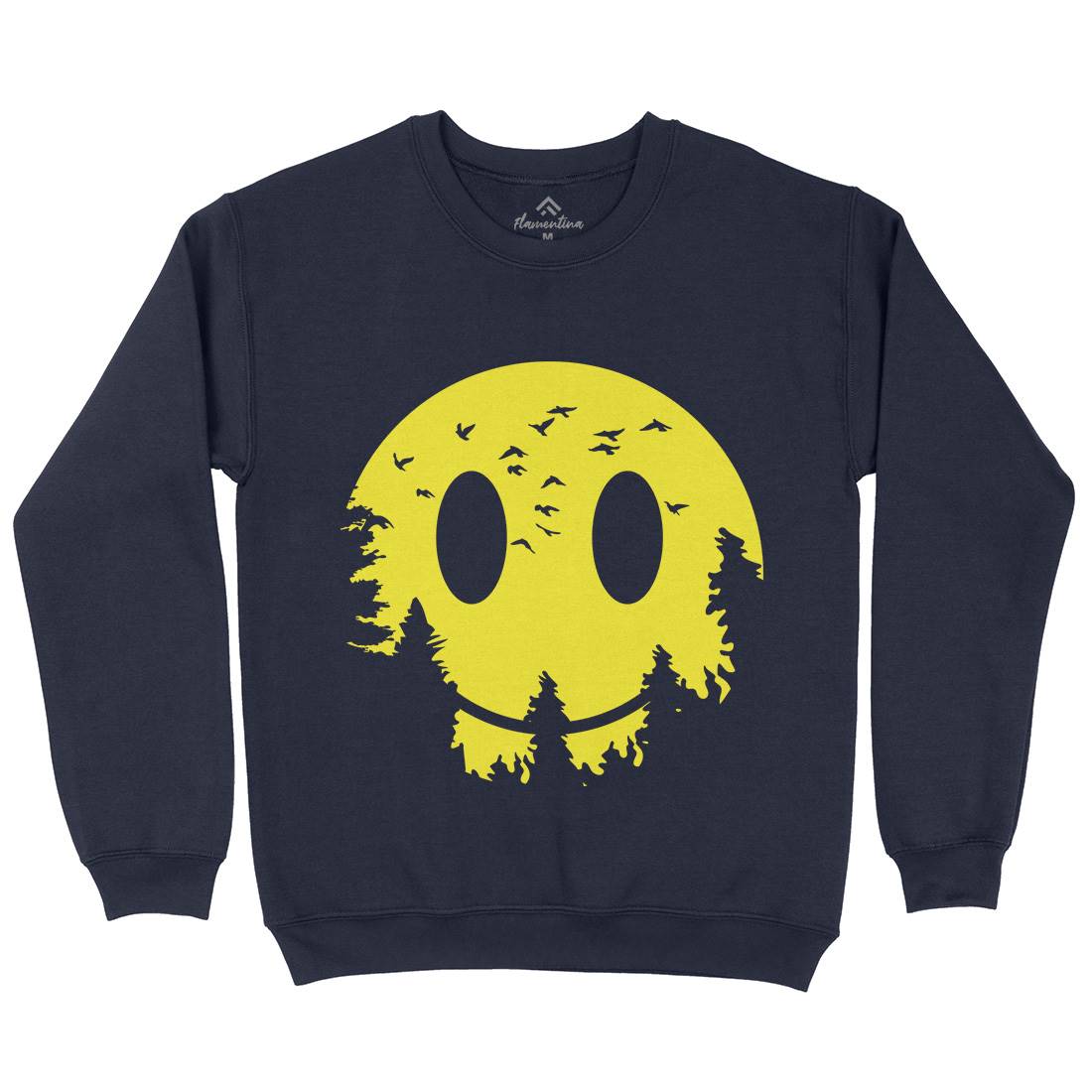 Smile Moon Mens Crew Neck Sweatshirt Retro B081