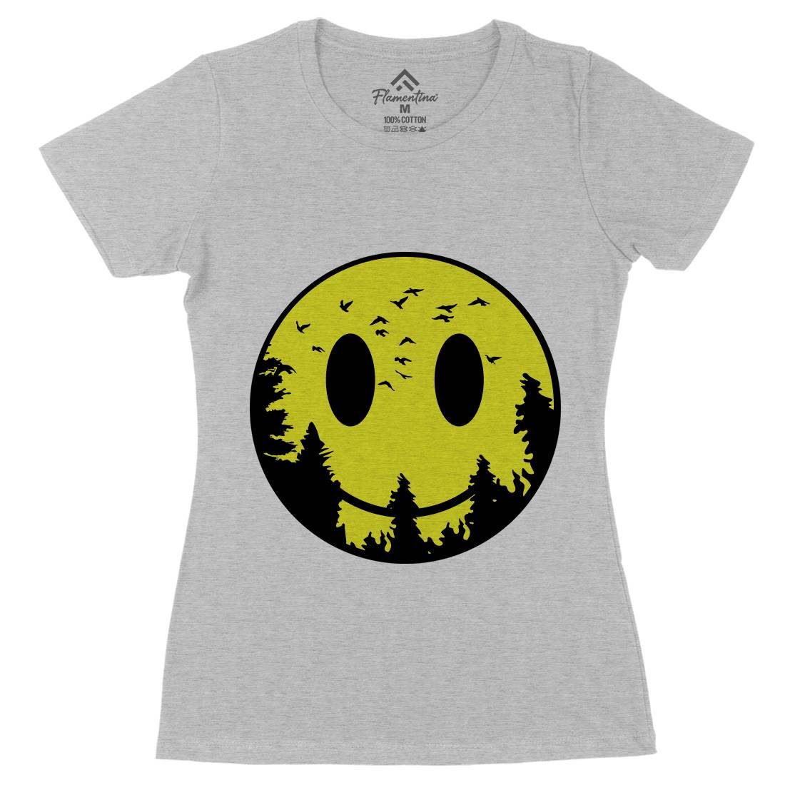 Smile Moon Womens Organic Crew Neck T-Shirt Retro B081