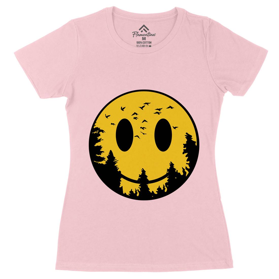 Smile Moon Womens Organic Crew Neck T-Shirt Retro B081