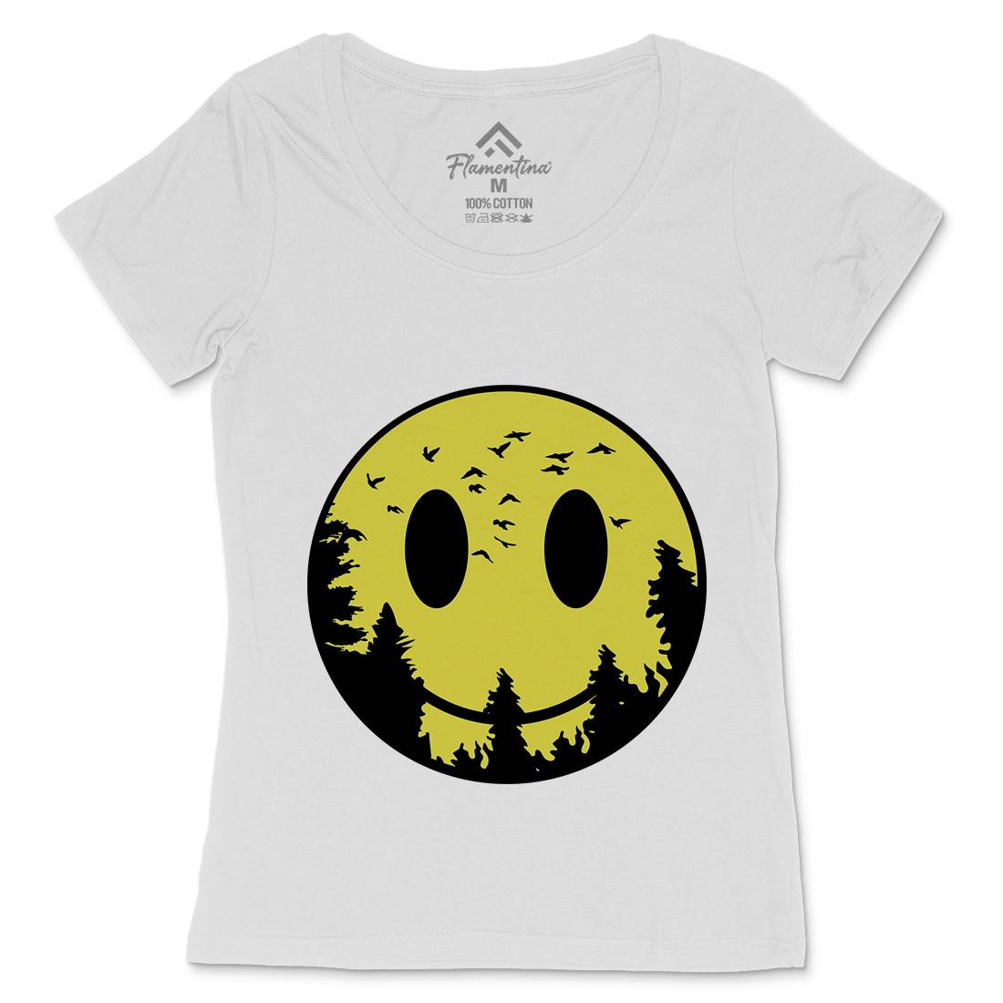 Smile Moon Womens Scoop Neck T-Shirt Retro B081