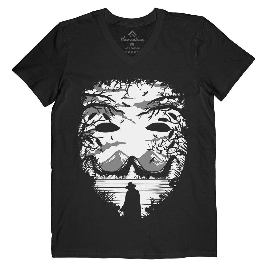 The Mask Mens Organic V-Neck T-Shirt Horror B088