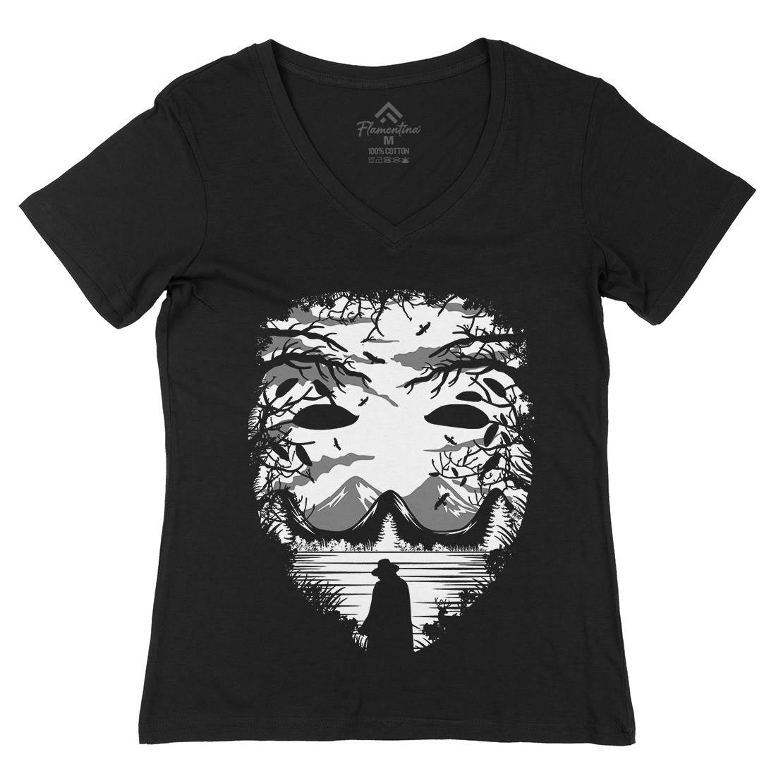 The Mask Womens Organic V-Neck T-Shirt Horror B088