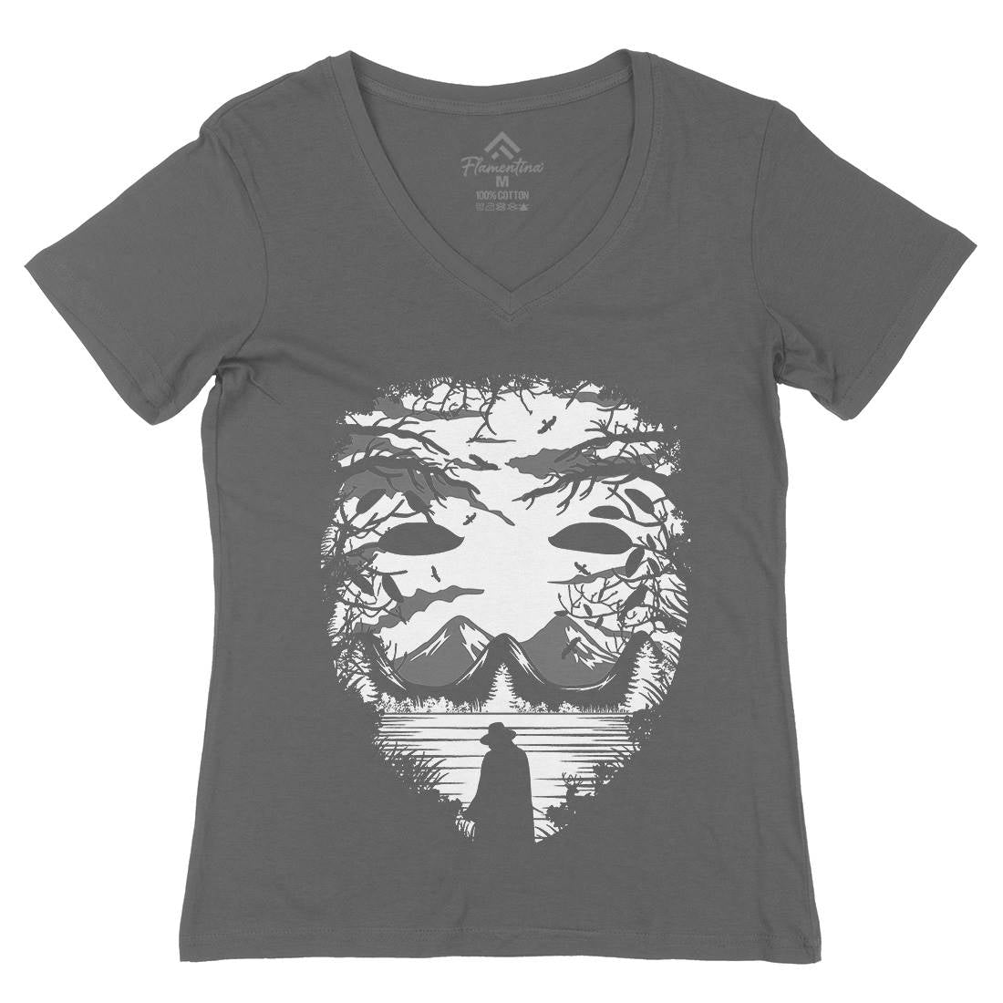 The Mask Womens Organic V-Neck T-Shirt Horror B088