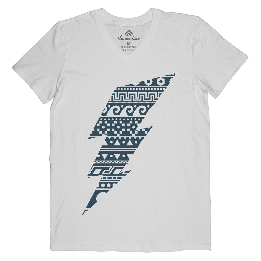 Thunderbolt Mens Organic V-Neck T-Shirt Retro B089