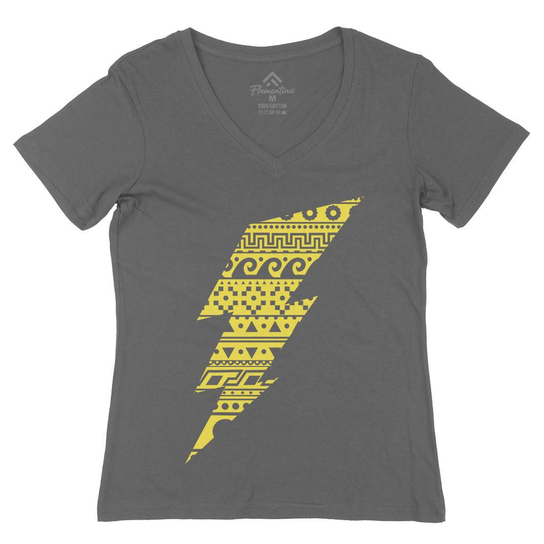 Thunderbolt Womens Organic V-Neck T-Shirt Retro B089