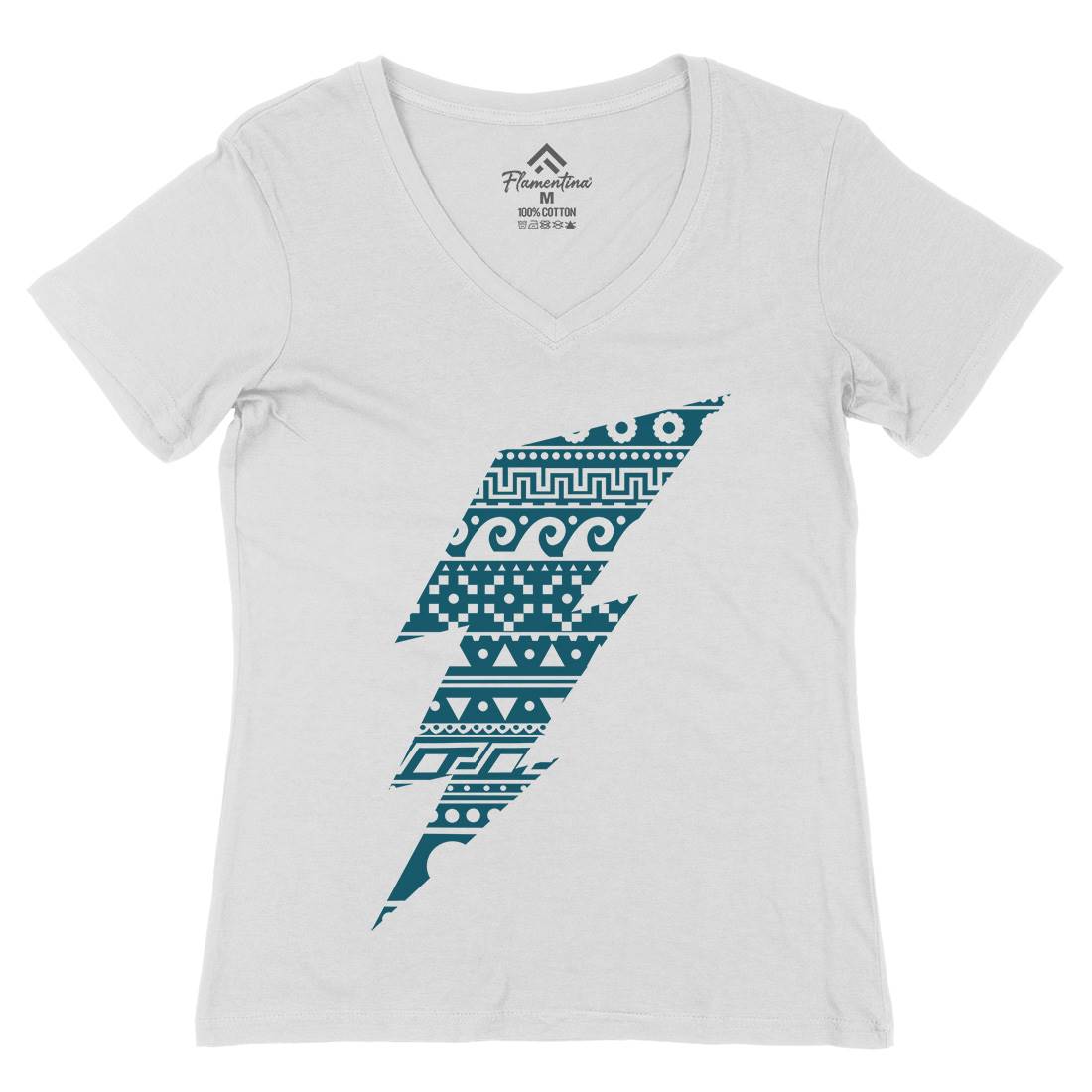 Thunderbolt Womens Organic V-Neck T-Shirt Retro B089