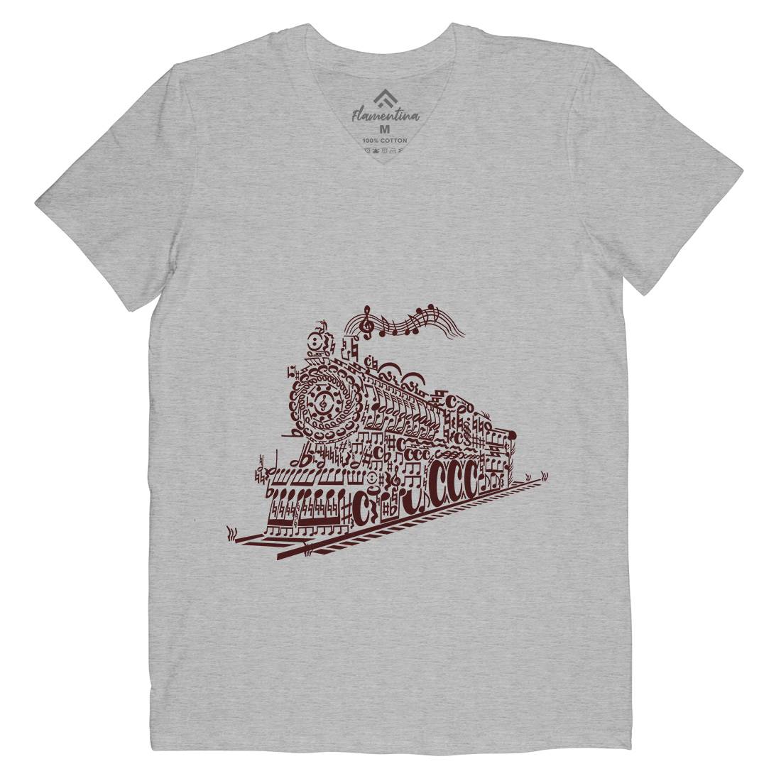 Train Song Mens Organic V-Neck T-Shirt Vehicles B090