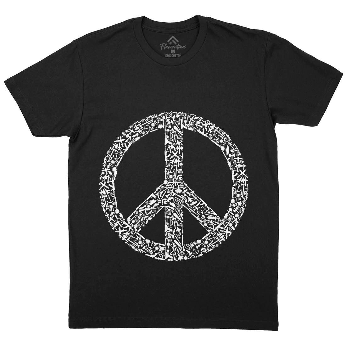 War Mens Crew Neck T-Shirt Peace B093