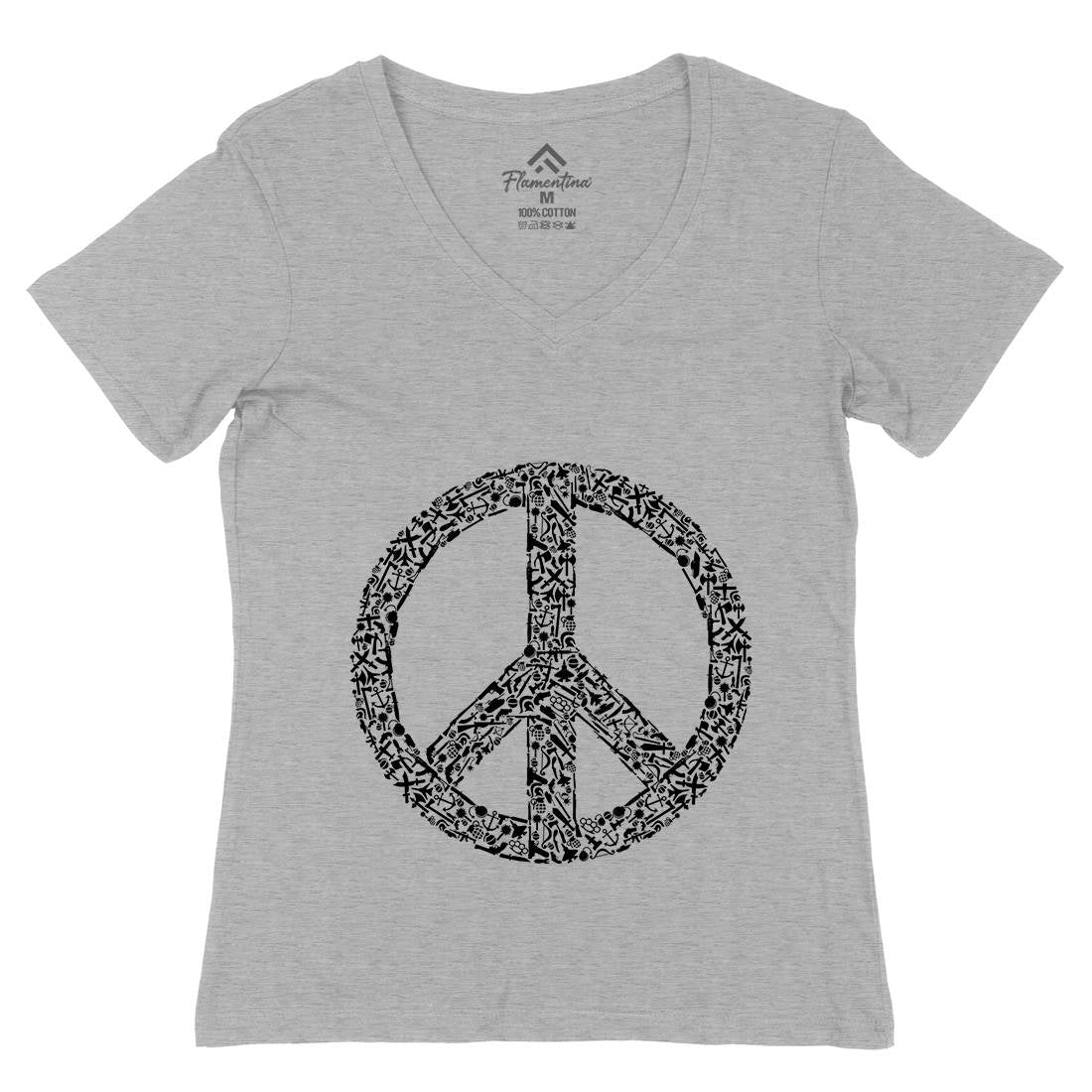 War Womens Organic V-Neck T-Shirt Peace B093