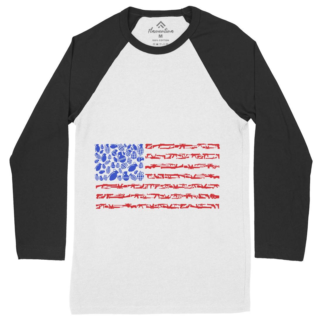 Weapon Flag Mens Long Sleeve Baseball T-Shirt Army B094