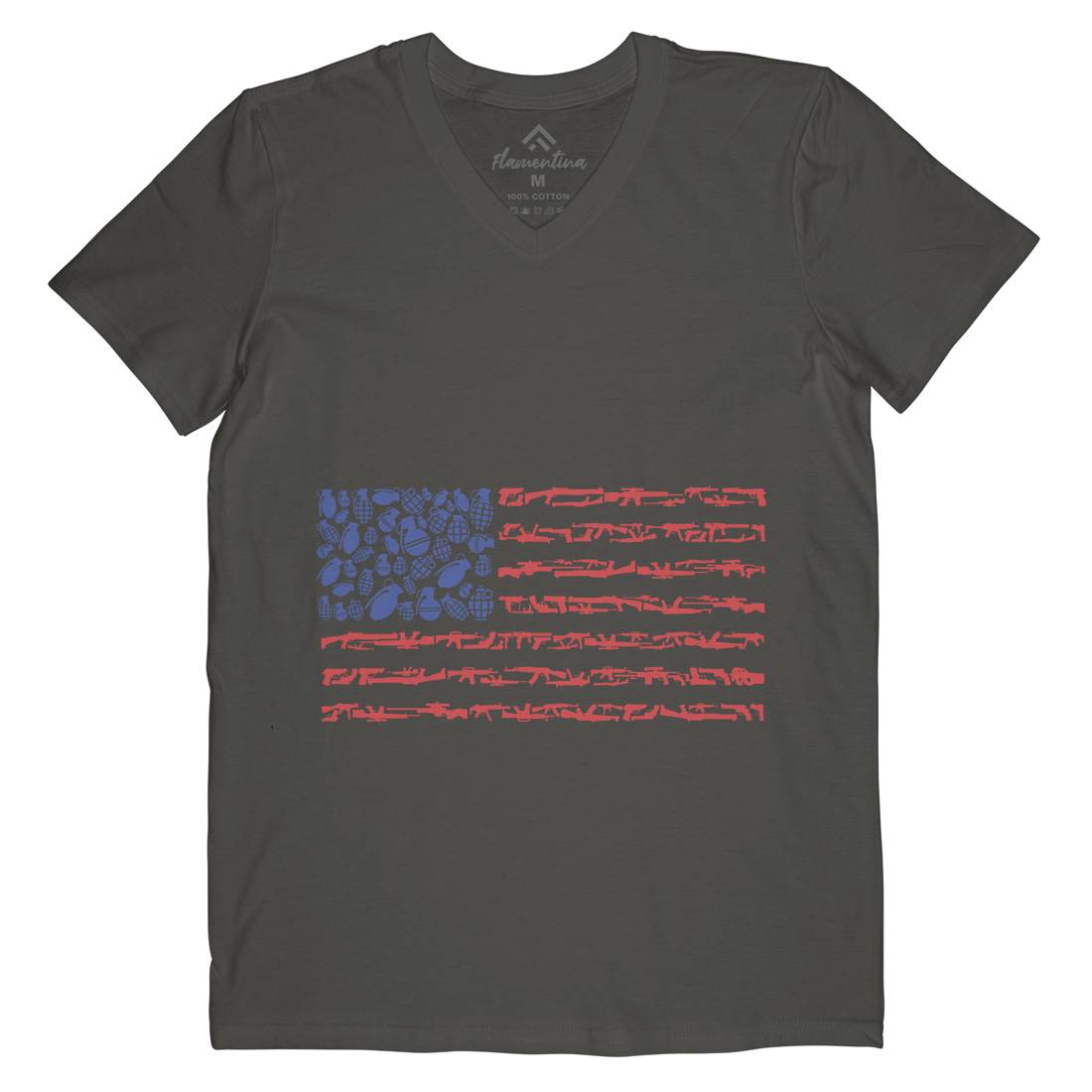 Weapon Flag Mens V-Neck T-Shirt Army B094