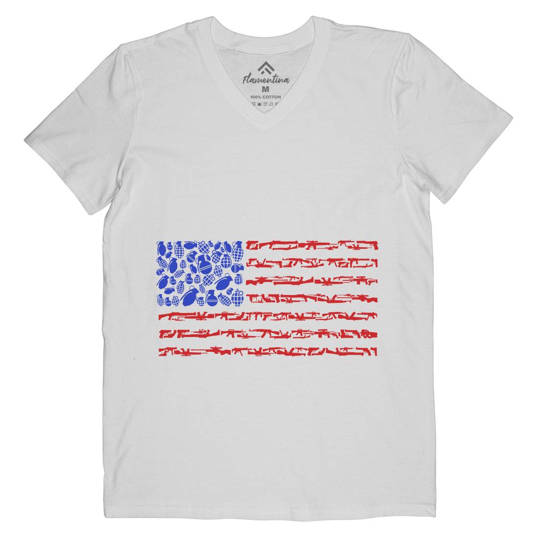 Weapon Flag Mens Organic V-Neck T-Shirt Army B094