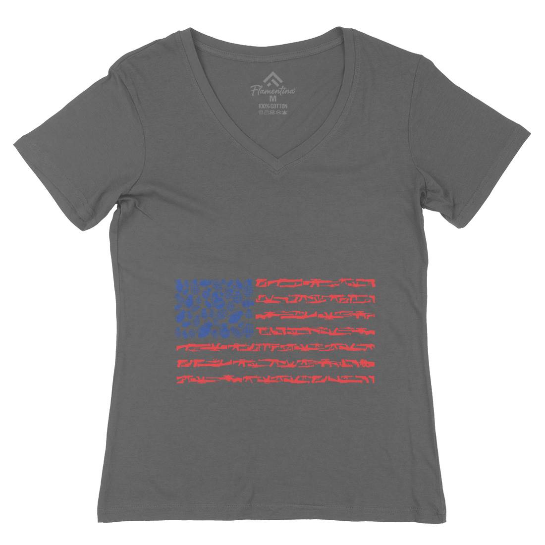 Weapon Flag Womens Organic V-Neck T-Shirt Army B094