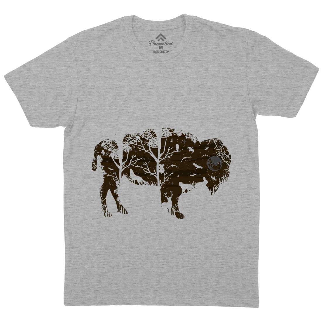 Wild Bison Mens Crew Neck T-Shirt Animals B095
