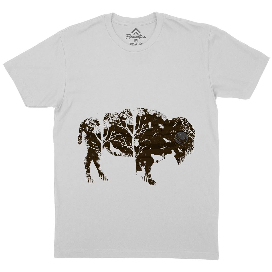 Wild Bison Mens Crew Neck T-Shirt Animals B095