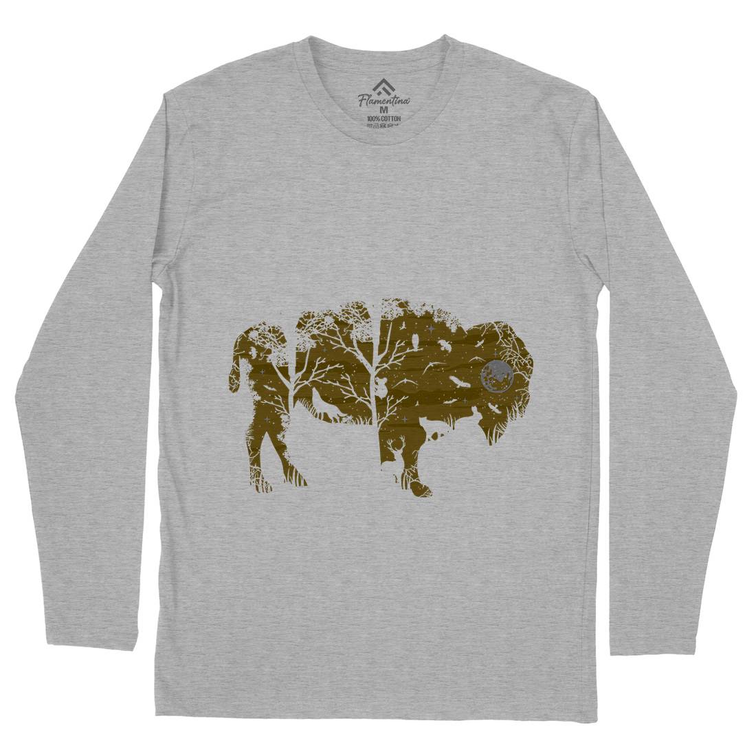Wild Bison Mens Long Sleeve T-Shirt Animals B095