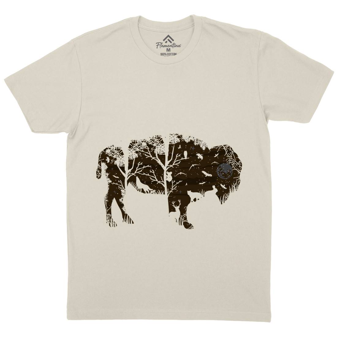 Wild Bison Mens Organic Crew Neck T-Shirt Animals B095