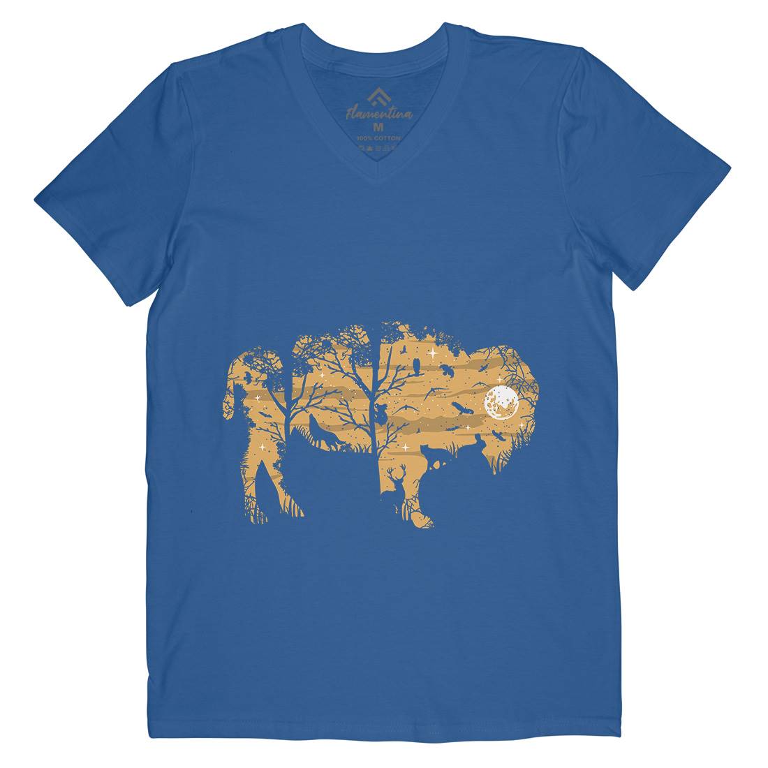 Wild Bison Mens V-Neck T-Shirt Animals B095